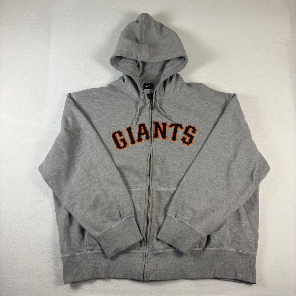 Nike San Francisco Giants Mens XXL Gray Full Zip Hoodie MLB Heavyweight 2XL